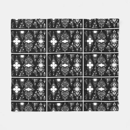 Gotische trim antiek  header trim zwart wit fleece deken (Voorkant (Horizontaal))