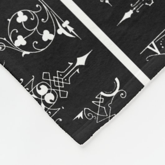 Gotische trim antiek  header trim zwart wit fleece deken (Hoek)