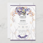 Gotische Trouwuitnodiging Paarse Sinaasappelschede Kaart (Voorkant)