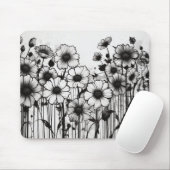 Gotische Tuin Rhapsody Zwarte Inkt Bloemen Explosi Muismat (Met muis)