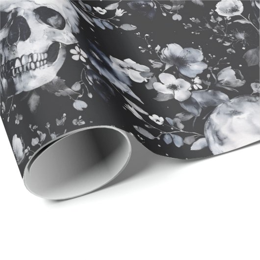 Gotische Tuinschedels en Bloemen Gothic Zomer Cadeaupapier (Rol Hoek)