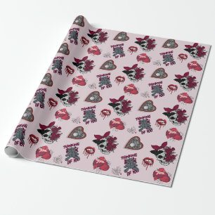 Gotische Valentijnsdag Roze Gothic Cadeaupapier