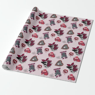 Gotische Valentijnsdag Roze Gothic Cadeaupapier