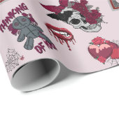 Gotische Valentijnsdag Roze Gothic Cadeaupapier (Rol Hoek)