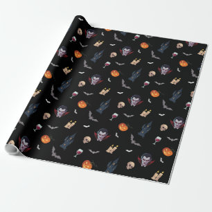 🧛♂️ Gotische Vampier Halloween Black Wrap 🎁🖤 Cadeaupapier