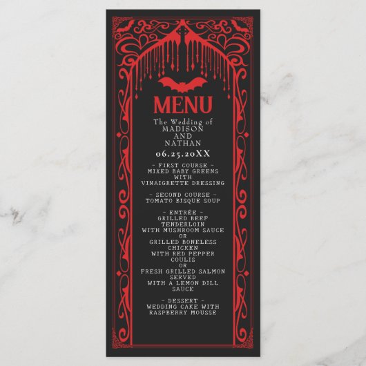 Gotische Vampier Kathedraal Wedding Menu (Voorkant)