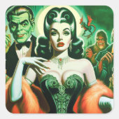  Gotische Vampier Vrouw Vierkante Sticker (Voorkant)