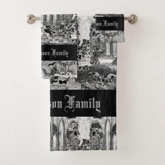 Gotische Vampieren Crypt Graves Vleermuizen Skulls Bad Handdoek (Insitu)