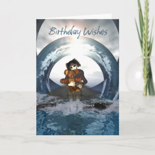 Gotische Verjaardag Kaart Little Gothic Girl en Da
