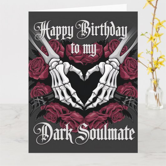 Gotische Verjaardag Ontwerp voor Uw Donkere Soulma Kaart (Gele Bloem)