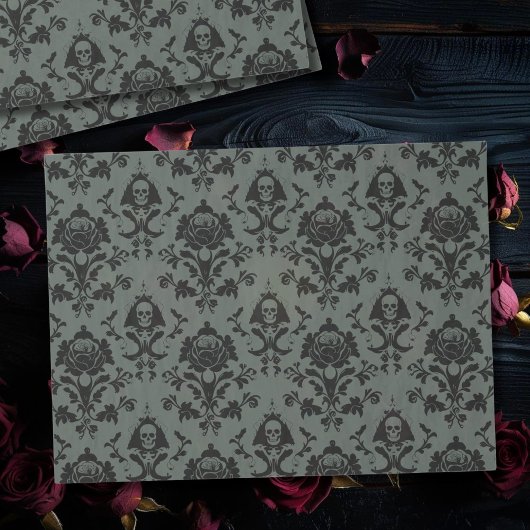Gotische Victoriaans Schedel & Roos Damask Tissue Tissuepapier