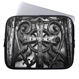 Gotische Victoriaans smeedijzer Keltisch kruis Laptop Sleeve