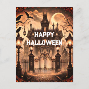 Gotische Victoriaans spookhuis  Halloween Briefkaart