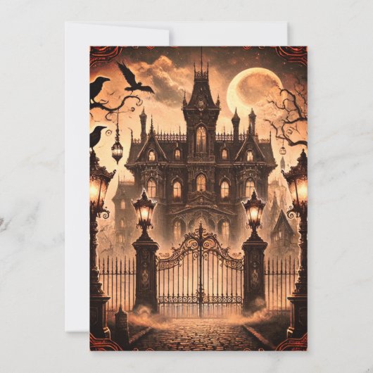 Gotische Victoriaans spookhuis Halloween Kaart (Achterkant)