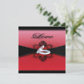 gotische victoriaanse steampunk rode en zwarte bru kaart (Staand voorkant)