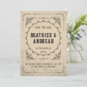 Gotische Vintage bruiloft Save The Date (Staand voorkant)