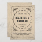 Gotische Vintage bruiloft Save The Date (Voorkant / Achterkant)