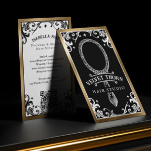 Gotische vintage haarstylist schoonheidssalon zwar visitekaartje