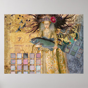 Gotische Vissen Vissen Vrouw Renaissance Whimsisch Poster