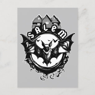 Gotische vleermuis en Salem Witch House Briefkaart