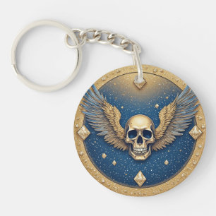 ☠️ Gotische vleugelschedelsymbool voor motorfans Sleutelhanger