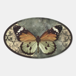 Gotische vlinder ovale sticker