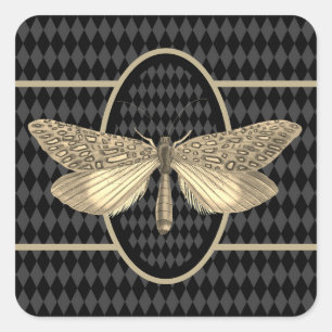 Gotische Vlinder Zwart Diamant Vierkante Sticker