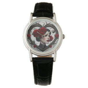 Gotische vrouw in het hart horloge