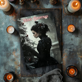 Gotische vrouw met kerstboom Kaart