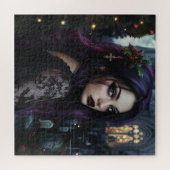 Gotische vrouw op het kerkhof legpuzzel (Horizontaal)