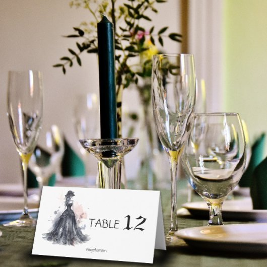 Gotische waterverf bloem zwart bruiloft