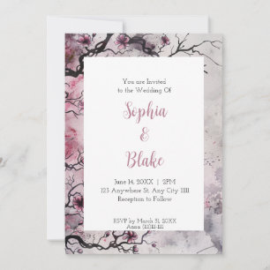 Gotische Waterverf Kale Takken Alt Trouwen Kaart