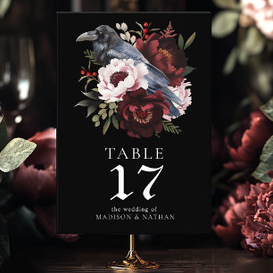 Gotische Waterverf Raven Floral Wedding Kaart