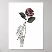 Gotische Waterverf Skelet Hand Holding Roos Poster (Voorkant)