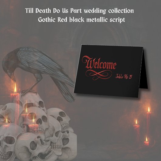 Gotische Welcome Table Kaart – Red Metallic Script