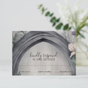 Gotische witte bloemenboog Pagan Handfasten RSVP Kaartje