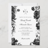 Gotische witte monogram maan crest bruiloft foto kaart (Voorkant)