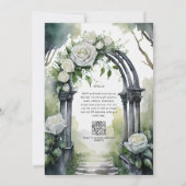 Gotische witte rozen bruiloft kaart (Achterkant)