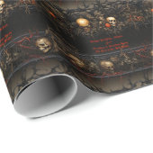 Gotische Wrapping Papier met Schedels en Rozen Got (Rol Hoek)