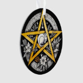 Gotische Yule Tree Pentacle Zwart & Wit Ornament (voorkant)