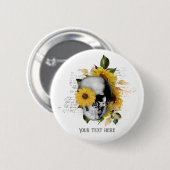 Gotische zonnebloem skelet ronde button 5,7 cm (Voorkant /achterkant)