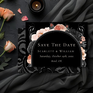 Gotische  Zwart Blush Boog Bruiloft Save The Date