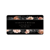 Gotische  Zwart Blush Bruiloft Adres Etiket (Voorkant)