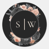 Gotische  Zwart Blush Bruiloft Envelope Seal Ronde Sticker (Voorkant)