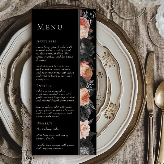 Gotische  Zwart Blush Bruiloft Menu