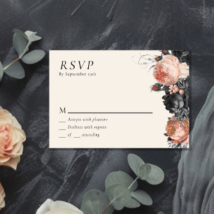 Gotische Zwart Blush Bruiloft RSVP Kaartje