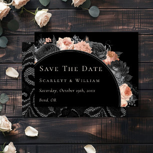 Gotische  Zwart Blush Bruiloft Save The Date