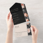 Gotische  Zwart Blush Till Death Bruiloft All In One Uitnodiging (Afscheurbaar)