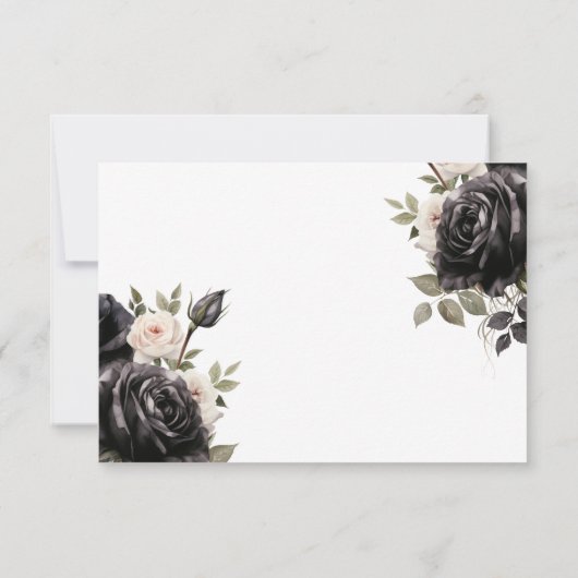 Gotische Zwart Donker Rozen Bruiloft RSVP (Achterkant)