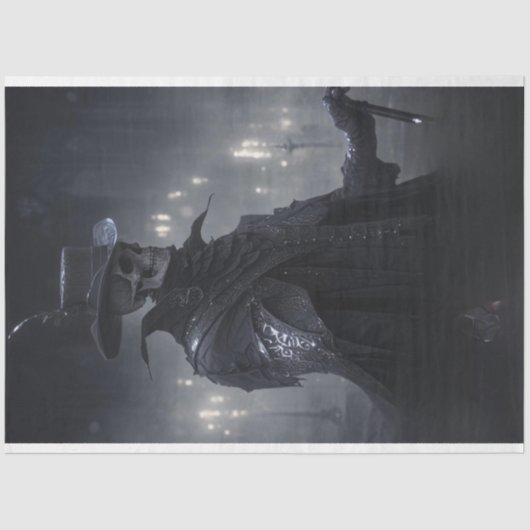 Gotische  Zwart Gekleed Skelet Decoupage Tissuepapier (Voorkant)